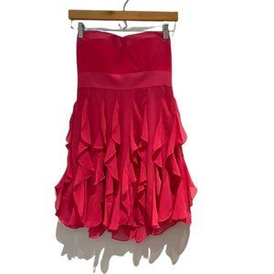 BCBG hot pink optional strapless flowy dress